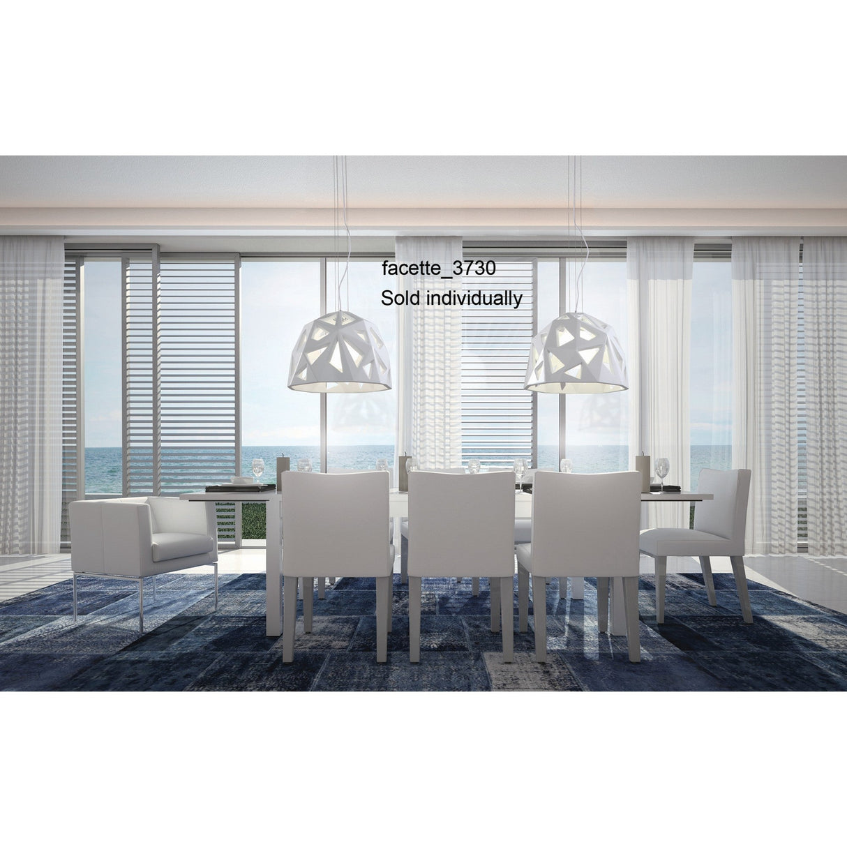 Facette 50cm 1 Light Pendant Light - Gloss White & Polished Chrome