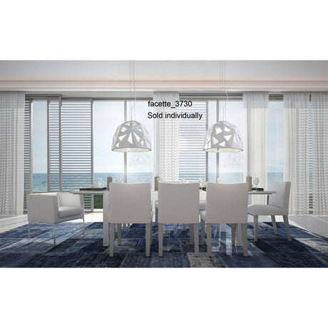 Facette 50cm 1 Light Pendant Light - Gloss White & Polished Chrome