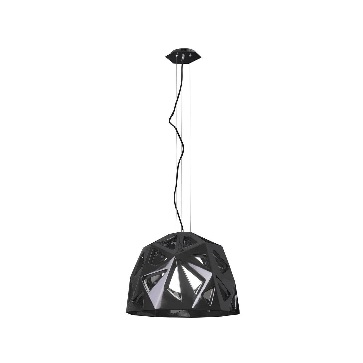 Facette 50cm 1 Light Pendant Light - Gloss Black & Polished Chrome