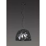 Facette 50cm 1 Light Pendant Light - Gloss Black & Polished Chrome