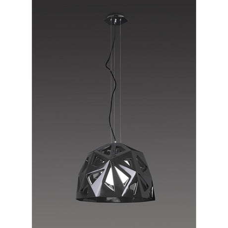 Facette 50cm 1 Light Pendant Light - Gloss Black & Polished Chrome