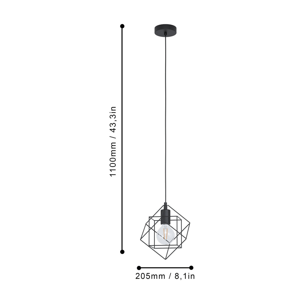 Fanvenne Pendant Light 24 x 20.5cm - Black