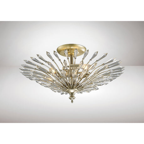 Fay 3 Light Crystal Semi-Flush Ceiling Light - Aged Gold/Silver