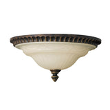 Introducing the Drawing-1 Room 2 Light Flush in a sleek walnut finish. This ceiling light fixture features a circular base and an ornate glass shade with decorative patterns. Its Edwardian design is completed with a small decorative finial at the bottom, adding timeless elegance to any room.
