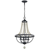 The Nori 4 Light Chandelier in Dark Weathered Zinc with Driftwood Grey is a captivating piece. Its black metal frame and draped white beads enhance its timeless elegance. With four upward-pointing lights and a chain hang, it brings sophistication to any space.