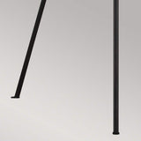 Close-up of the black metal legs of a tripod against a plain grey background, highlighting their sleek and minimalist design reminiscent of the Penny 1 Light Floor Lamp in Iron/White.