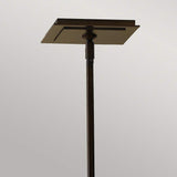The Remy 1 Light Chandelier, featuring an adjustable rod and square base for ceiling installations, exhibits artisan craftsmanship with a stunning Heritage Bronze finish enriched by Parissiene Gold accents, enhancing its aesthetic allure.