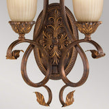 The Sonoma-1 Valley 2 Light Wall Light in cream and bronze exudes vintage charm with its ornate scrollwork and leaf accents. This elegant piece features two upward-facing frosted glass shades, blending classic sophistication with intricate craftsmanship that captures the essence of Sonoma Valley's allure.