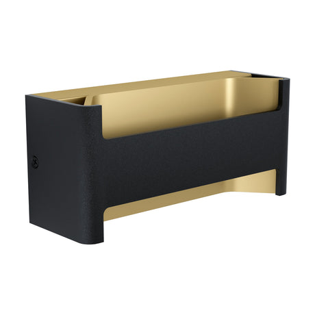 Feloniche LED Wall Light in black and gold, rectangular aluminium body with open top and bottom for up-down light spill, shown on a plain white background.