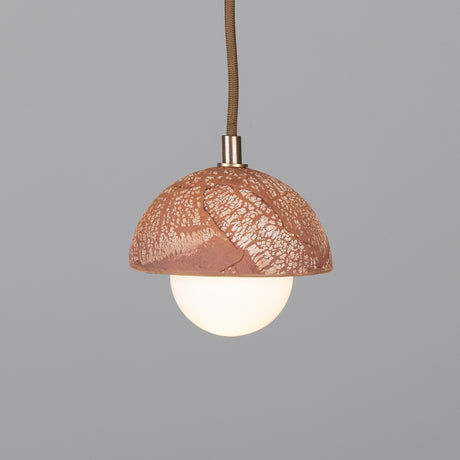 Ferox Ceramic Globe Pendant Light - Red Iron