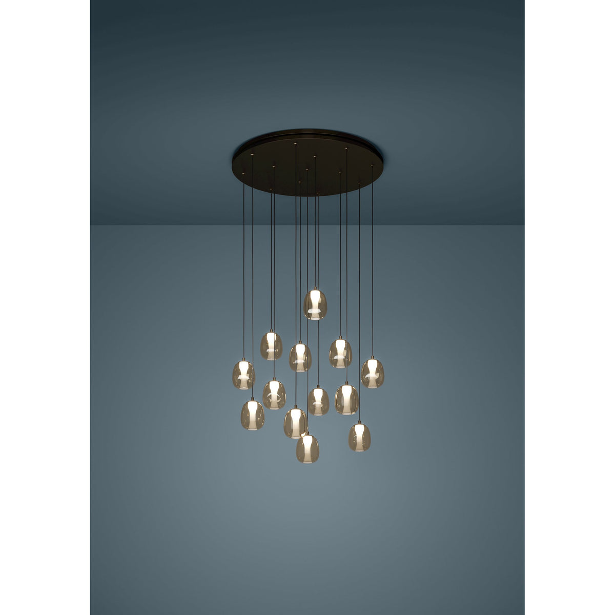 Ferro Glass 13 Light Pendant - Dark Bronze