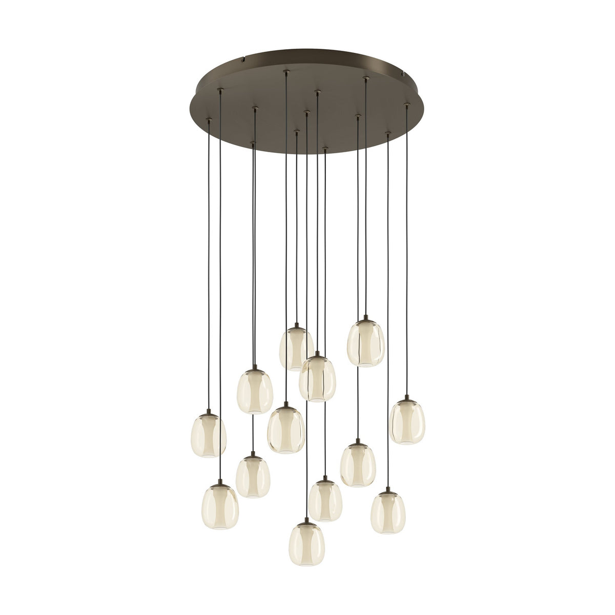 Ferro Glass 13 Light Pendant - Dark Bronze