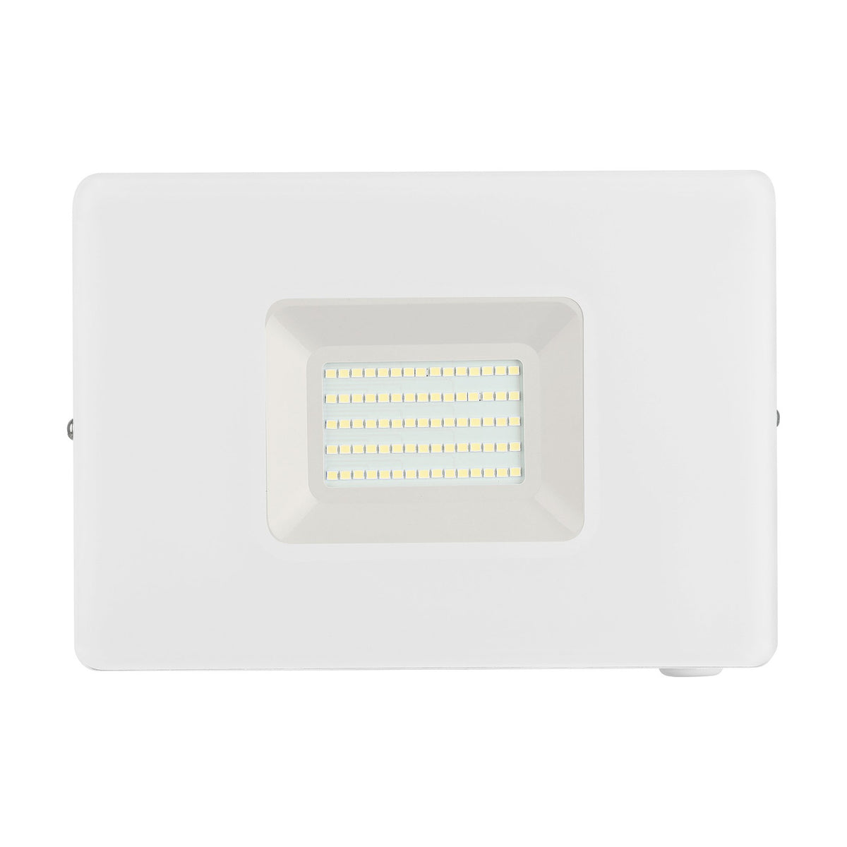 Fesvine LED Flood Light in white aluminium with a recessed glass front showing integrated LED rows, photographed against a plain white background.