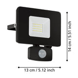 Fesvine LED Flood Light with Motion Sensor 13cm - Black