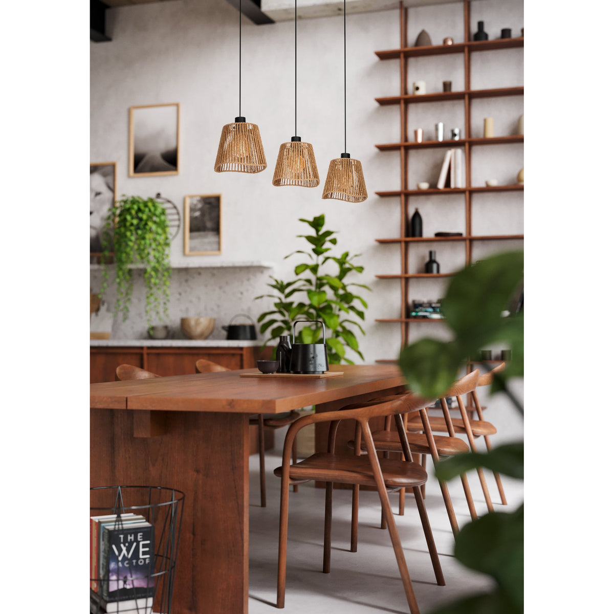 Fevorne Paper Linear Pendant Light - Black & Natural