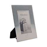 13th Birthday glitter mirror photo frame, rectangular, silver glitter fading into mirrored glass with "13" numerals below a 6 x 4in photo window, plain background.