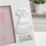 Holy Communion Dress Resin Photo Frame 5 x 3.5in - White