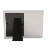 Back view of the First Holy Communion Boy Wreath Photo Frame in white, showing the 6 x 4in portrait photo opening and black fold-out stand, on a plain background.