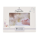 Confirmation Cross Plaque Wooden Photo Frame 6 x 4in - Cream