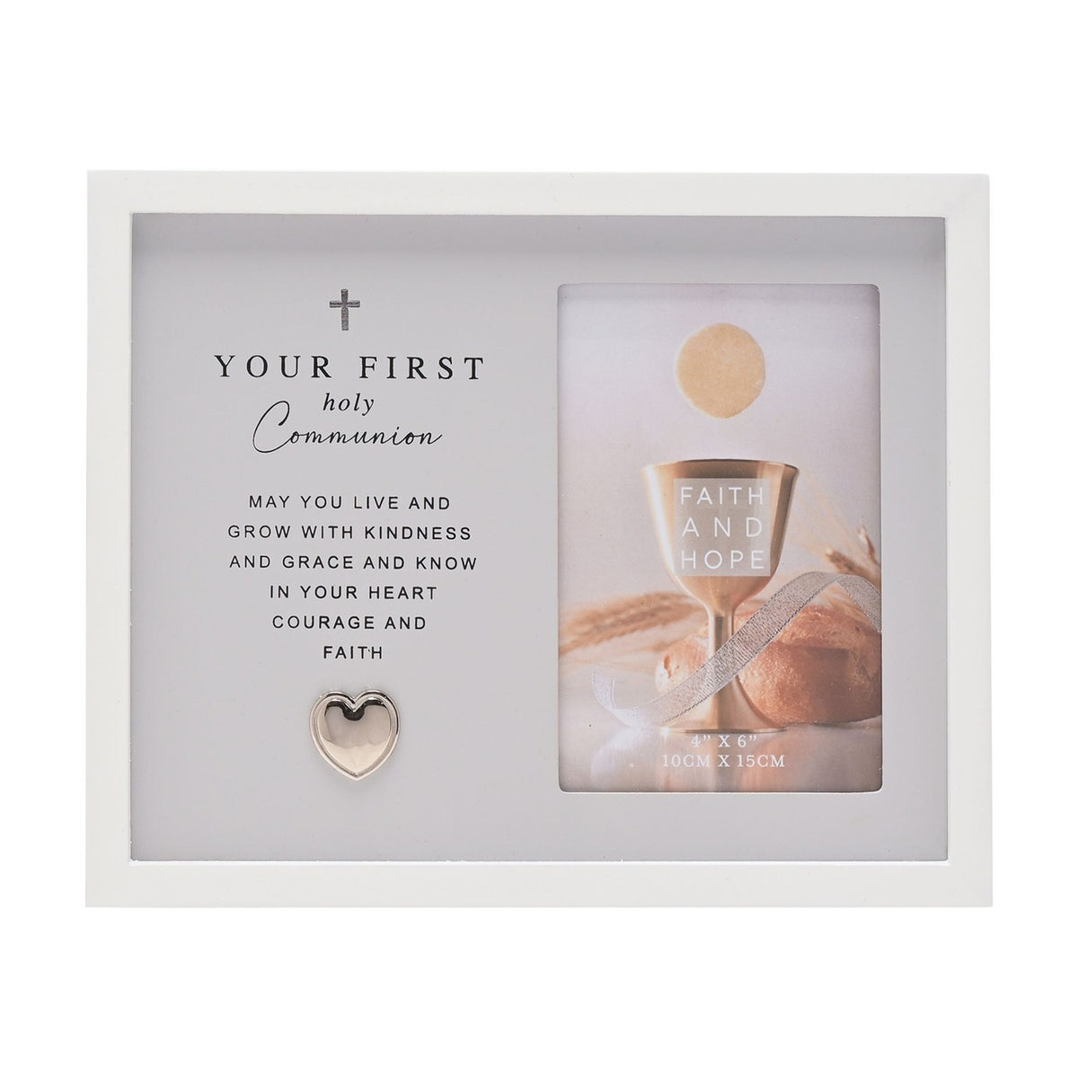 First Holy Communion Photo Frame 6 x 4in - Grey & White
