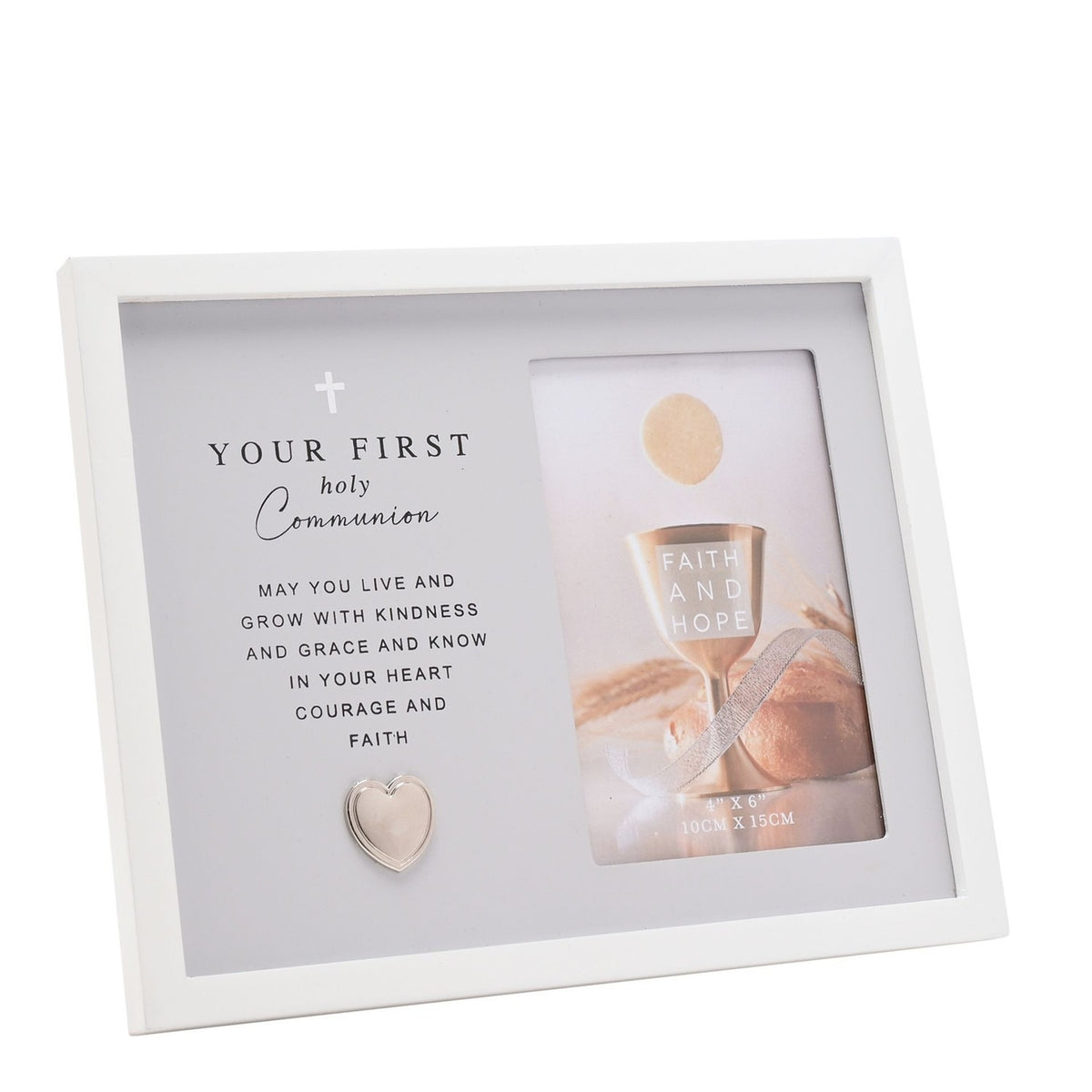 First Holy Communion Photo Frame 6 x 4in - Grey & White