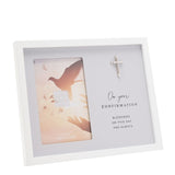 Confirmation Photo Frame with Cross 6 x 4in - Grey & White