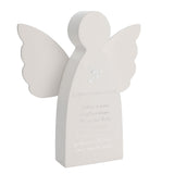 Confirmation Angel Plaque with Silver Dove and Verse - White