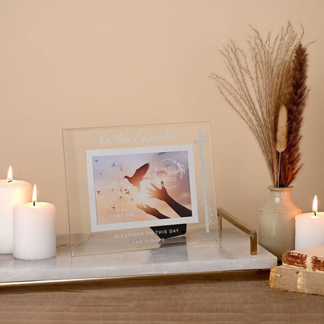 On Your Confirmation Cross Glass Photo Frame 6 x 4in - Clear