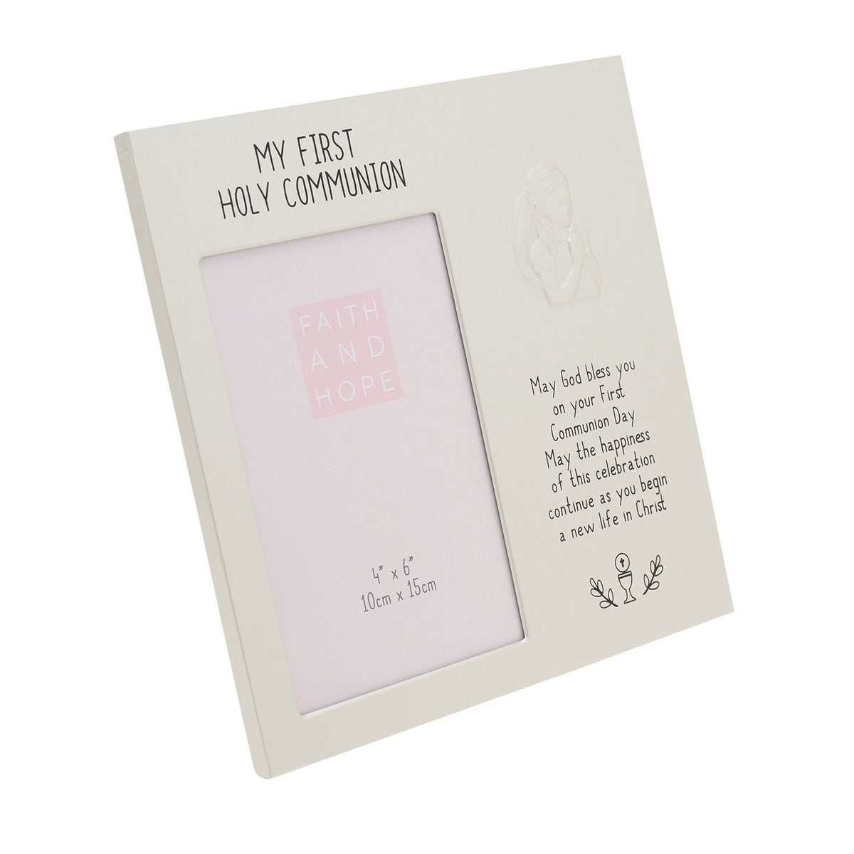 First Communion Girl Embossed Photo Frame 6 x 4in - Silver