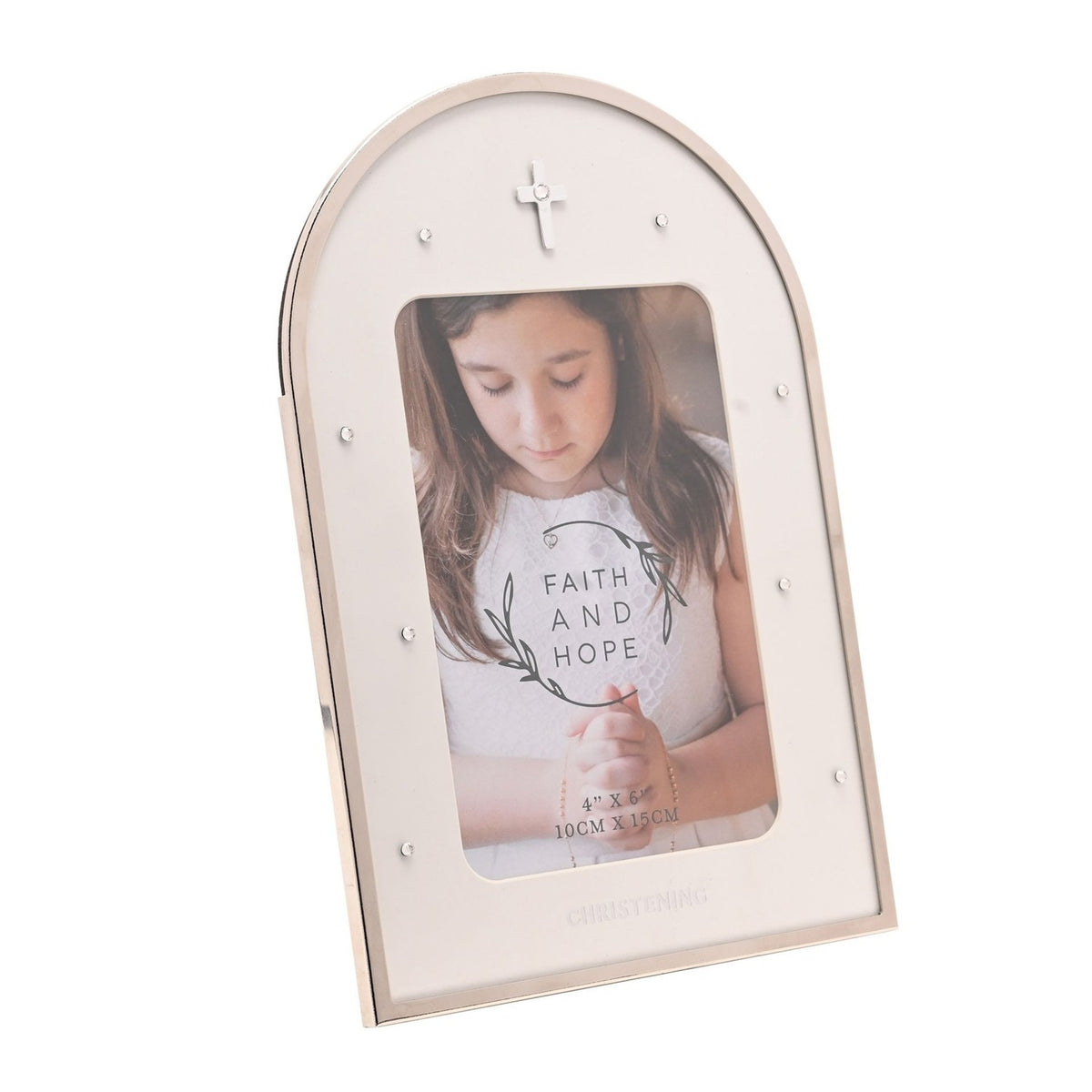 Christening Arch Freestanding Photo Frame 6 x 4in - Silver
