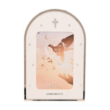 Godparents Cross Arch Photo Frame 6 x 4in - Silver & White