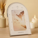 Godparents Cross Arch Photo Frame 6 x 4in - Silver & White