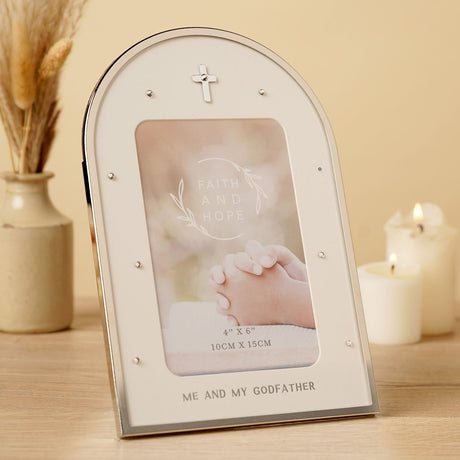 Me and My Godfather Arch Photo Frame 6 x 4in - Silver & White
