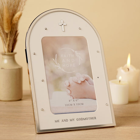 Me and My Godmother Arch Photo Frame 6 x 4in - Silver & White