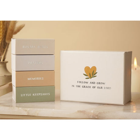 Follow and Grow Keepsake Box with Four Mini Boxes - Cream