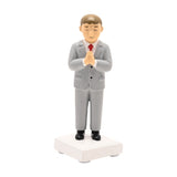 Communion Boy Resin Figurine with Brown Hair - Grey & White