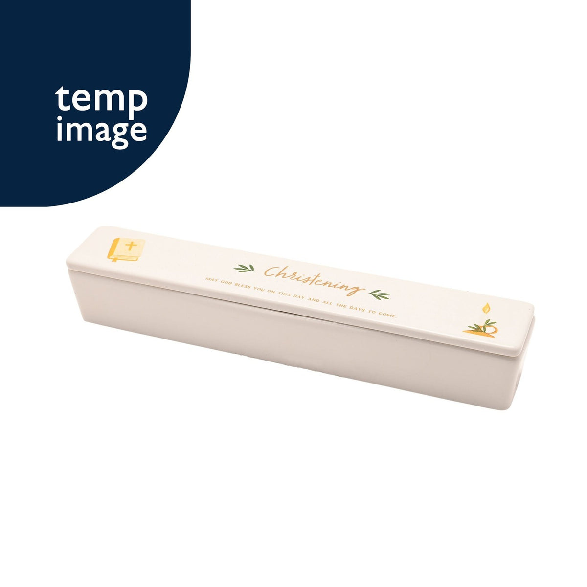 Christening Certificate Holder Ceramic Keepsake Box - Cream