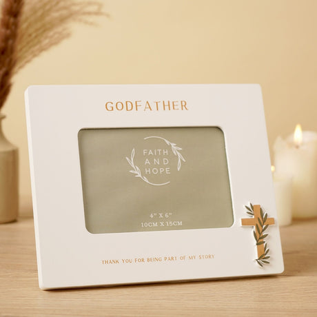 Godfather Wooden Photo Frame 6 x 4in - Off White & Gold