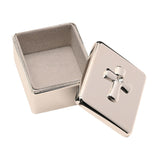 Raised Cross Metal Keepsake Box with Lined Interior - Silver