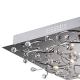 Fia 6 Light Square Crystal Flush Ceiling Light - Polished Chrome