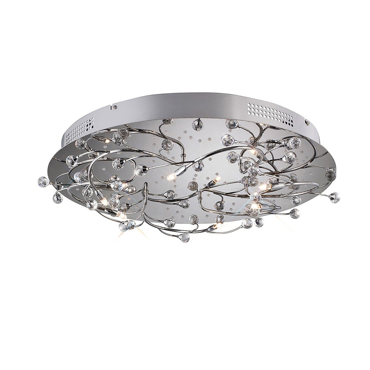 Fia 6 Light Round Crystal Flush Ceiling Light - Polished Chrome