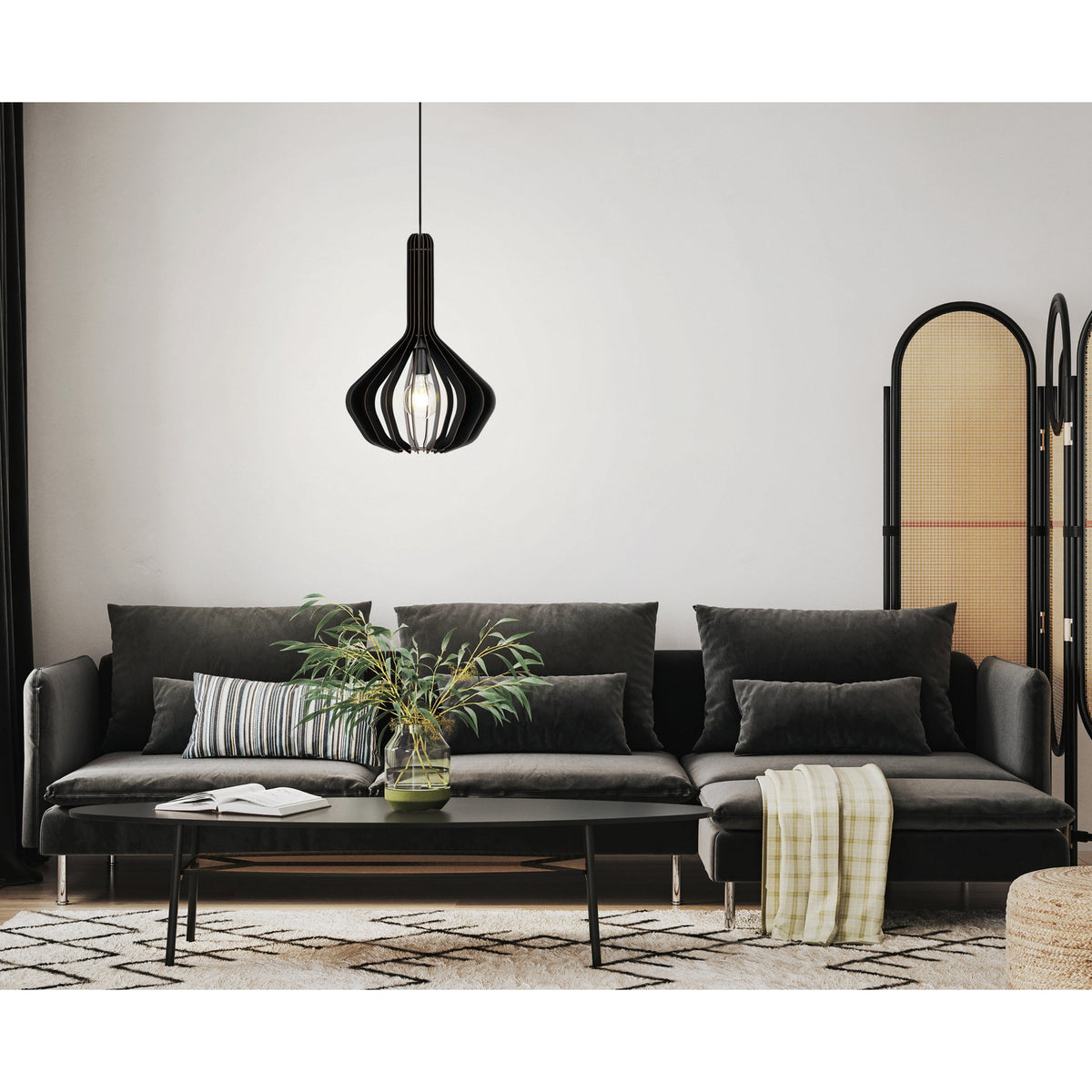 Filbessa Wooden Pendant Light 900154 - Black