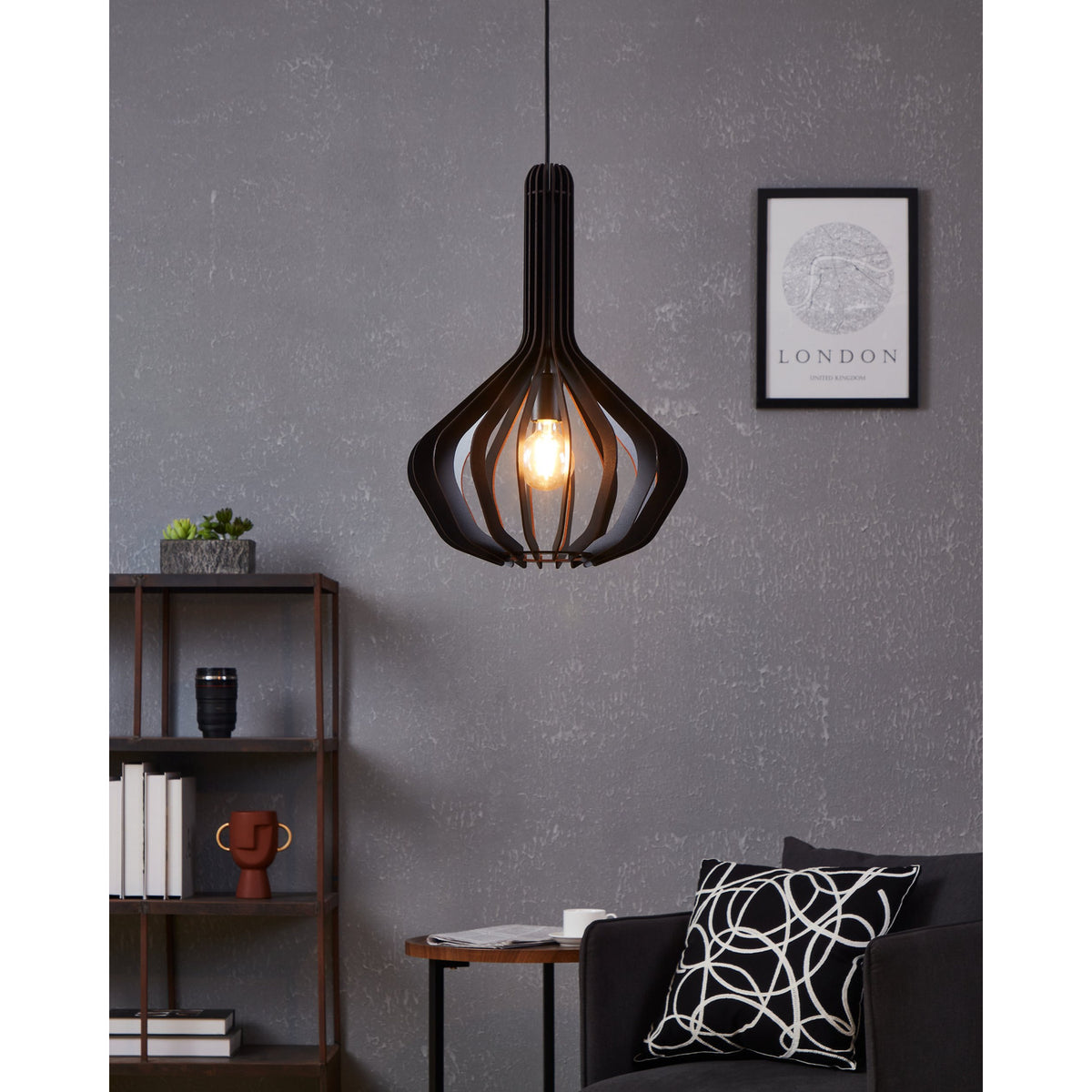 Filbessa Wooden Pendant Light 900154 - Black