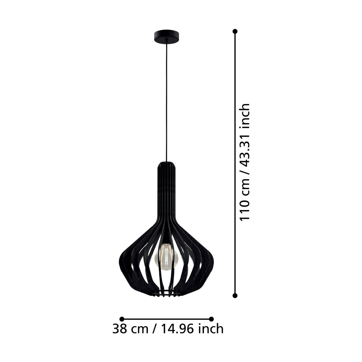 Filbessa Wooden Pendant Light 900154 - Black