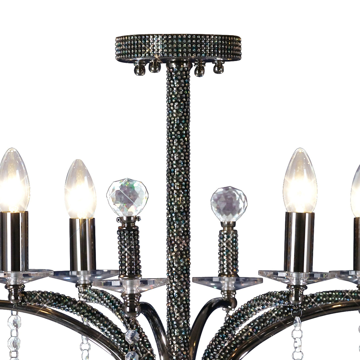 Fiore 53cm 4 Light Crystal Chandelier - Black Chrome