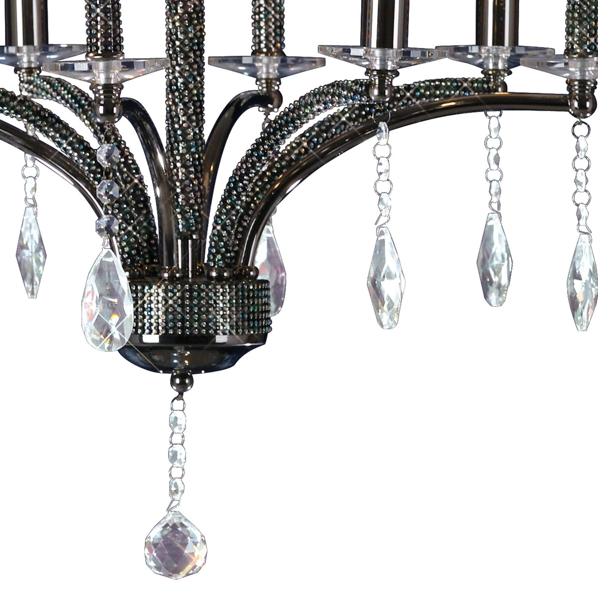 Fiore 53cm 4 Light Crystal Chandelier - Black Chrome