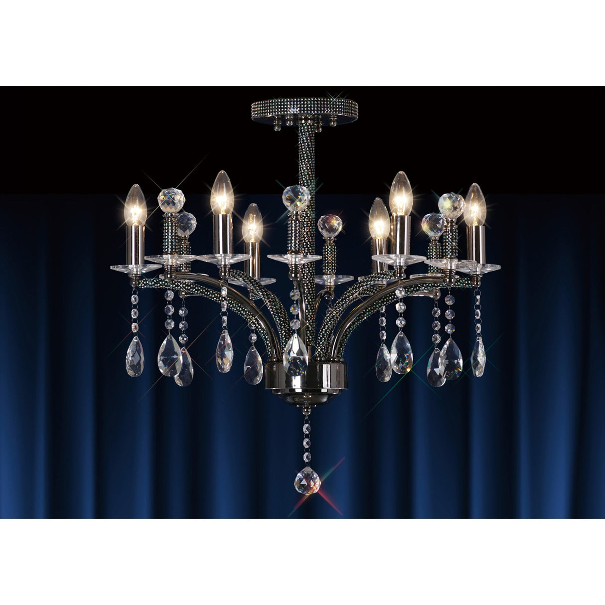 Fiore 62cm 6 Light Crystal Chandelier - Black Chrome
