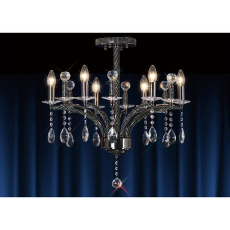 Fiore 62cm 6 Light Crystal Chandelier - Black Chrome
