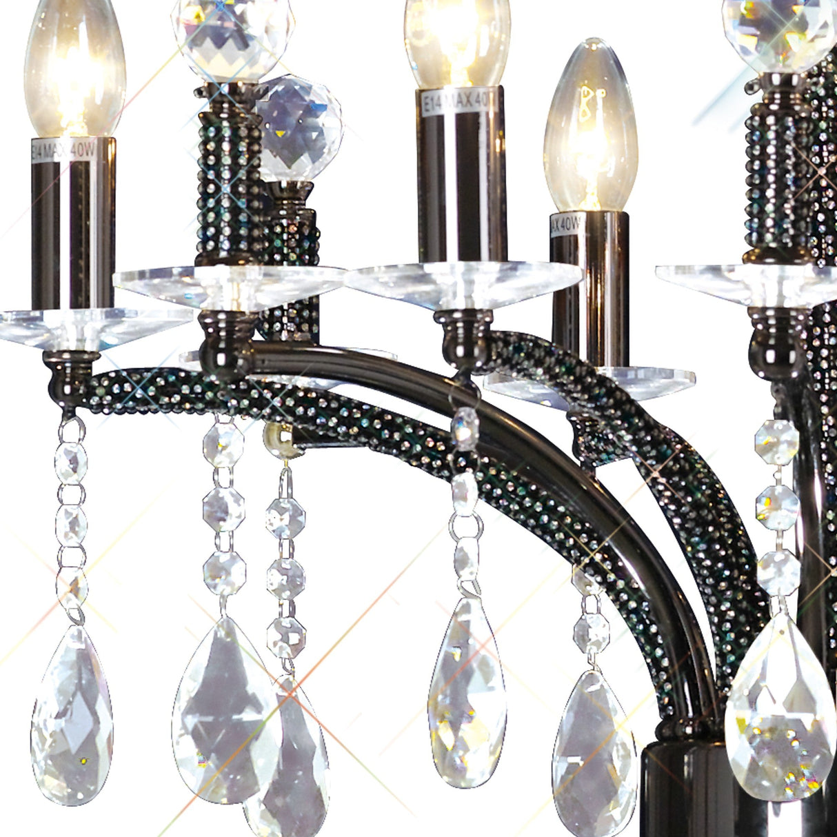 Fiore 62cm 6 Light Crystal Chandelier - Black Chrome