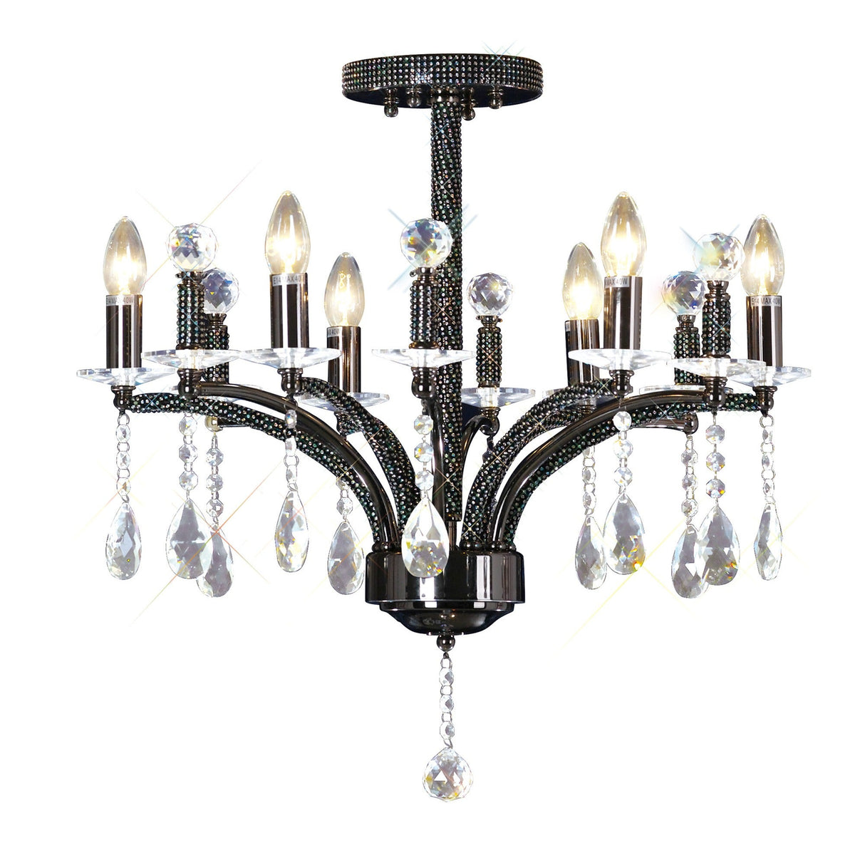 Fiore 62cm 6 Light Crystal Chandelier - Black Chrome